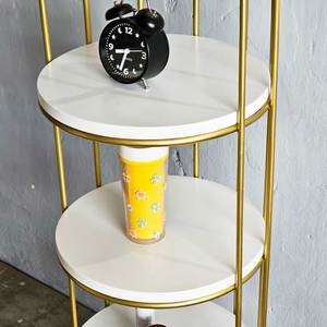 Étagère de présentation en forme de cage à oiseaux à 4 niveaux avec cadre en bronze pour salon KTB68083 - Product Image 3