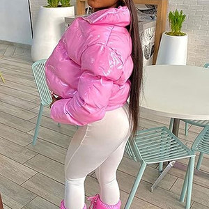 Chaqueta Corta Acolchada para Mujer, Chaqueta Corta con Cierre Brillante para Invierno, Abrigo Acolchado Ligero y Cálido para Clima Frío - Product Image 4