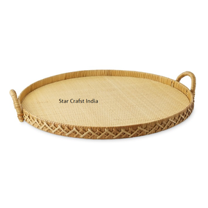 Decorative Wedding Serving Tray Jute & Wicker Serving Tea Tray Food Serving Tray Factory Wholesale <b>Restaurant</b> & <b>Hotel</b> <b>Supplies</b> - Product Image 1