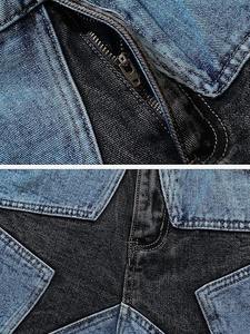 Vamtac กางเกงยีนส์ขาสั้นแบบเย็บปะสำหรับผู้ชาย, กางเกงยีนส์ขาบานแห้งเร็วปานกลางฤดูร้อนใส่ได้ทั้งชายและ Y2K กางเกงฮิปฮอปสำหรับผู้หญิง - Product Image 4