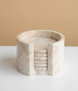 Dessous de verre ronds en marbre naturel rose et rouge avec motif tourbillon et support de pierre assorti, disponibles à prix de gros. - Product Image 2