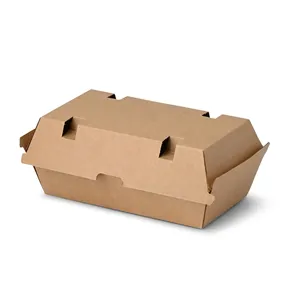 Takeaway Disposable Hinged Lid <b>Boxes</b> 21.4x11.4x8.5cm Kraft Board Material Disposable Food Containers - 200 pcs/carton - Product Image 2