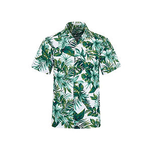 Newest Custom 100% Cotton Poplin Short Sleeve Hawaiian <b>Shirt</b> Men Casual Print <b>Collarless</b> Breathable Anti-Wrinkle Quick Dry - Product Image 4