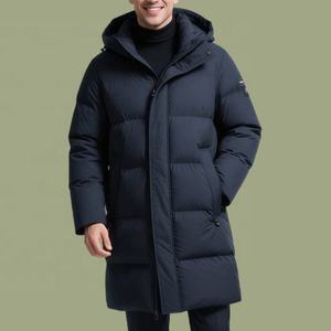 Chaqueta acolchada con capucha para hombre, ropa de calle de invierno, abrigo largo de burbujas, chaqueta acolchada con botones y cremallera para hombre - Product Image 4