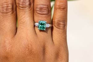 Respectueux de l'environnement Moissanite diamant 925 argent princesse coupe bague bijoux pour femmes destin bijoux - Product Image 3