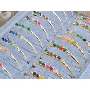 Vibrant Stones Fashion <b>Cuff</b> <b>Bracelets</b> Gold and <b>Silver</b> Plated for Stylish Retail Appeal - Product Image 6