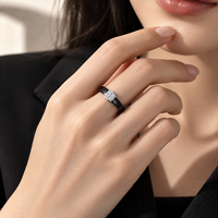 JLM Wholesale Ceramic 316 Stainless Steel 4mm Glossy Square CZ Diamond Ring for Women Men Couples Matching Stackable Band