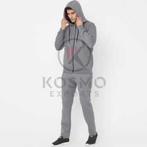Conjunto de ropa de gimnasio de fitness transpirable personalizada de talla XL para hombre Sudadera con capucha de manga larga gris con logotipo impreso Ropa de entrenamiento de lana de invierno - Product Image 2