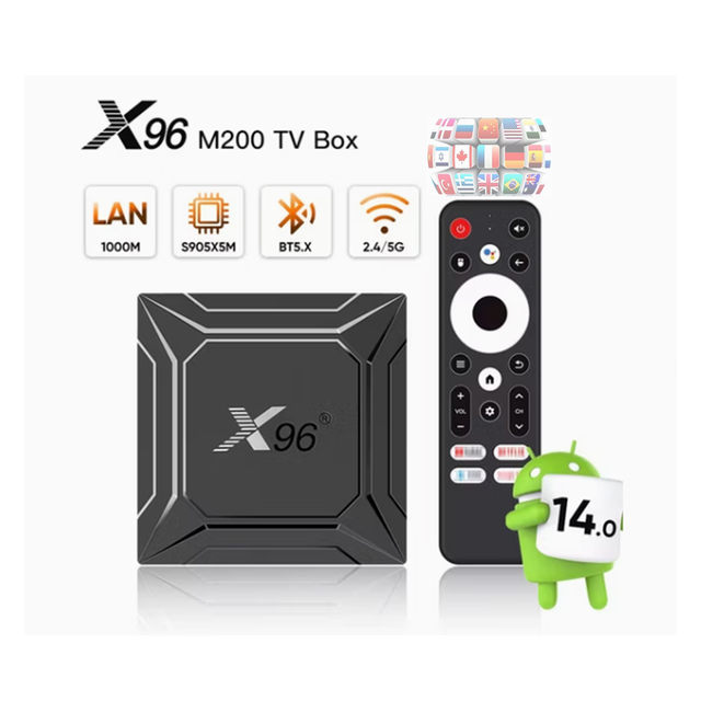 Europe IPTV Box X96 M200 4GB 32GB Strong S905X5M Smart Video Media Player TV BOX Set Top Box with Android 14 Hot Sale Germany UK