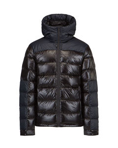 แจ็กเก็ตขนเป็ดแบบมีซิปสำหรับผู้ชายแจ็คเก็ตผ้ามีฮู้ดแบบฟองเย็บติดโลโก้ตามสั่งสำหรับฤดูหนาว - Product Image 6