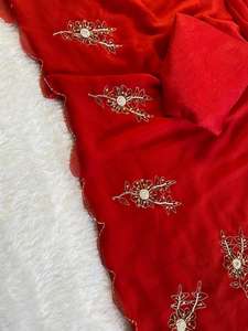 Saree en georgette pure et douce de créateur exclusif avec de belles mains khatli et cutdana Ari work butta Indian Ethnic Wear - Product Image 5