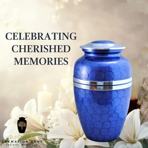 Blue Metal Cremation <b>Urn</b> Premium Aluminum <b>Urn</b> with Meena Coating <b>Large</b> 220 cu in Capacity Leakproof & Engravable Memorial <b>Urn</b> - Product Image 4