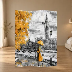 Pantalla Plegable de Lona de Doble Cara con Pareja Bajo un Paraguas Amarillo en Londres - Product Image 2