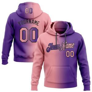 Personalizado cosido púrpura medio Rosa-negro gradiente moda deportes pulóver Sudadera con capucha - Product Image 1