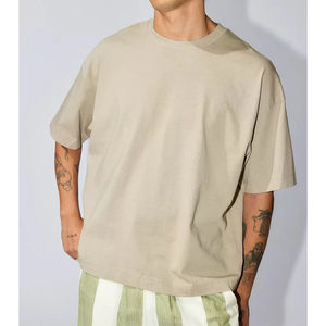 เสื้อยืดทรงบ็อกซ์สีขาวล้วนสำหรับผู้ชาย แบบเรียบง่าย ไซส์ใหญ่พิเศษ น้ำหนัก 250 กรัม ผ้าฝ้าย 100% ทรงบ็อกซ์ฟิตแบบครอป - Product Image 4