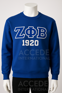ZPB 100% algodón azul real cuello redondo Chenille bordado Logo Zeta Phi Beta 1920 fraternidad sudaderas con capucha personalizada - Product Image 4