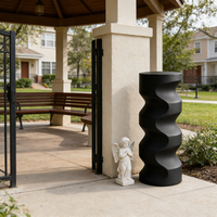 Alas Resin Hitam Spiral Bergelombang - Desain Kontemporer, Alas Luar Ruangan yang Stylish untuk Pot Tanaman & Aksen Taman di Pintu Masuk