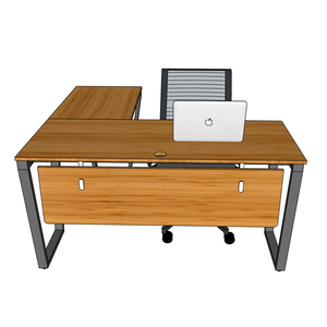 BFTB008 TrapezBamboo L-Shaped 140x140cm Gaming <b>Desk</b> with <b>Foldable</b> Iron Legs Assembled Bookshelf and Drawer for Bedroom Use - Product Image 6
