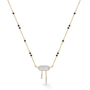 Collar de Mangalsutra Moderno con Cuentas Finas de Oro Celestial y Diamantes para Mujer - Product Image 3
