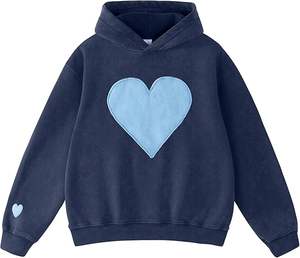 Ladies Oversized <b>Heart</b> Patch Couple's Hoodies and <b>Sweatshirts</b> crafted from cotton polyester heavyweight vintage hoodies - Product Image 1
