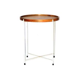Nouvelle table en aluminium nickelé avec plateau et base en bois Table basse ronde en aluminium de conception la plus vendue - Product Image 6