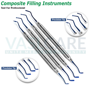 Remplissage composite dentaire plastique plat embouts en titane et or lot de 10 instruments chirurgicaux par Vaslcare - Product Image 6