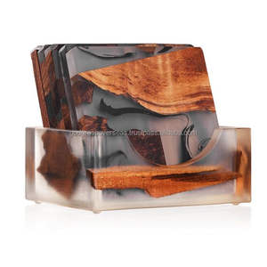 Posavasos de madera ecológico de resina de estilo clásico de alta calidad, patrones de ríos para té y café hechos de resina de madera - Product Image 6
