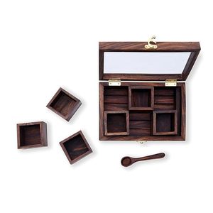 Contenedor de especias Masala Dabba hecho a mano de madera indio tradicional, apto para lavavajillas, Color personalizable, uso en el hogar, Hotel y restaurante - Product Image 5