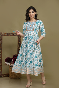 Robe longue indienne d'été à imprimé floral en coton Robe personnalisée en coton à imprimé floral - Product Image 3