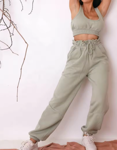 Survêtements de sport pour femmes en molleton imprimé personnalisé 480 g/m², deux pièces, couleur unie, chauds pour l'hiver - Product Image 4