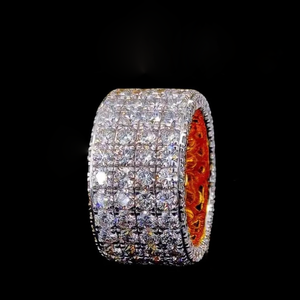 Bague large en argent sterling avec diamants Moissanite, entièrement pavée, style Hip Hop de luxe, bijou de déclaration pour homme - Product Image 3