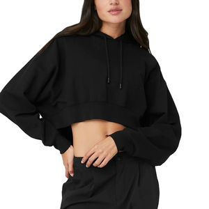 Sweat-shirt à capuche court doublé polaire pour femme grande taille, style épaissi printemps automne hiver, taille élastique, sexy, mode 2025 - Product Image 6