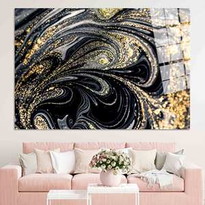 Elegante Impresión en Lienzo de Mármol Dorado: Decoración de Pared Moderna en Negro y Dorado, ARTE EN VIDRIO TEMPLADO - Product Image 1