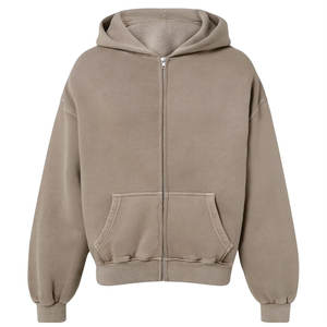 Venta al por mayor personalizada Zip Up Streetwear cremallera doble cremallera Polar peso pesado Sudadera con capucha hombres sudaderas con capucha - Product Image 1