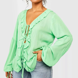 Chemisier imprimé à manches courtes grande taille pour femmes hauts printemps coton bambou écologique - Product Image 5