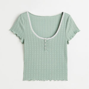 100% algodón peinado suave liso con cuello en V camiseta Mujer al por mayor con impresión personalizada/diseños de clientes aceptados - Product Image 5