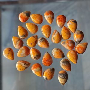 Bumble <b>Bee</b> Jasper Cabochon Natural Opal Orange 7x10mm Loose Gemstone Oval Pear Shape Calibrated Jewelry Bulk Supply - Product Image 2