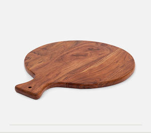 Planche à découper ronde en bois d'acacia avec poignée/Produit artisanal en Inde fabriqué par Stylenest Exports - Product Image 2