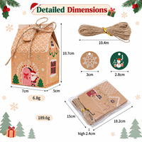 Boîte cadeau en papier kraft pour bonbons et biscuits de Noël, très vendue, 24 pièces par ensemble, emballage festif en forme de maison