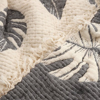 Housse de couette en mousseline de coton turc surdimensionnée à motif de feuilles, jetés de lit Queen/King, broderie de logo personnalisée, couvre-lits et couvertures