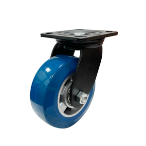 Rueda giratoria con rodamiento de bolas de poliuretano azul resistente de 5 pulgadas Producto Premium en la categoría de ruedas giratorias - Product Image 1