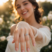 Bague de fiançailles en moissanite 0,5 ct couleur D VVS, bague solitaire en argent sterling 925, coupe 3EX 5 mm, plaqué rhodium