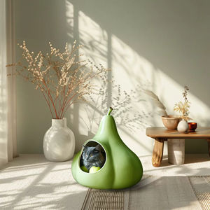 Casa/Cueva Moderna Impermeable de Madera y Plástico para Gatos, Cama Acogedora con Patrón Sólido, Hogar Interior para Mascotas, Cojín Suave, Productos Inteligentes para Mascotas - Product Image 4