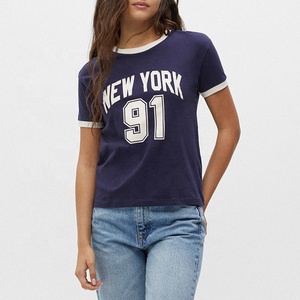 Women's Crewneck T-Shirt Preppy Style Academic Youth Club Wear <b>Tops</b> Color Blocked Letter Printed <b>Raglan</b> Short Sleeve T-Shirts - Product Image 4