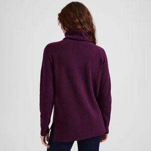 Pull-over col roulé en laine mélangée épaisse pour femme, style décontracté, haut long, idéal pour l'automne ou l'hiver - Product Image 2