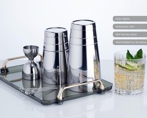 Boston Shaker Set 18 & 28oz Shaker lesté en deux pièces en acier inoxydable lourd écologique avec côtes en relief - Product Image 3