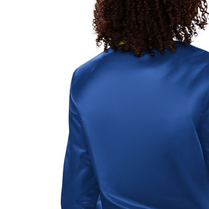 Chaqueta universitaria de satén de moda hecha en fábrica para mujer de secado rápido con forro de lana y cuello alto tela de lona suave - Product Image 6