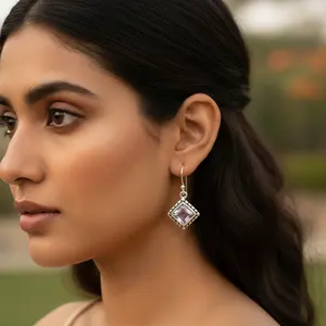 Bijoux en argent 925 pour femmes, élégantes boucles d'oreilles pendantes en améthyste, accessoire de mode - Product Image 2