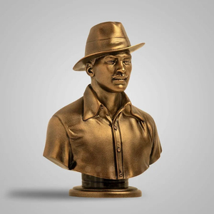 Escultura de busto de Bhagat Singh (bronce antiguo, 5 pulgadas) - Product Image 1