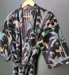 Jungle Safari Print Robe <b>Velvet</b> Kimono Plus Size Cotton <b>Velvet</b> <b>Jacket</b> Dressing Gown Bridal Robe <b>Women's</b> Casual <b>Women</b> Wear Gift - Product Image 5